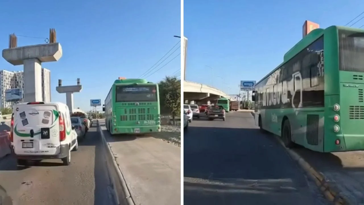 En este momento estás viendo Chofer de Ruta 109 evita tráfico y se sube a la banqueta en Apodaca